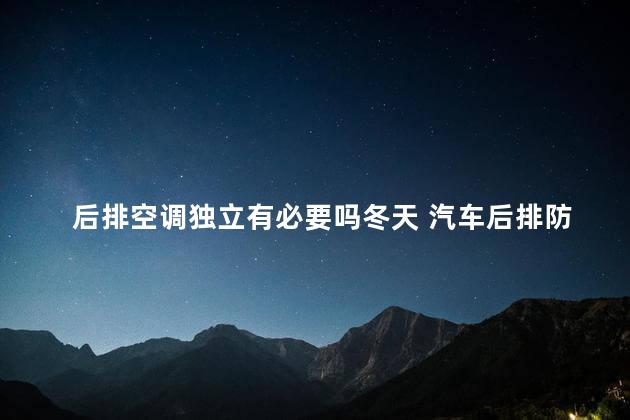 后排空调独立有必要吗冬天 汽车后排防踢垫有必要吗